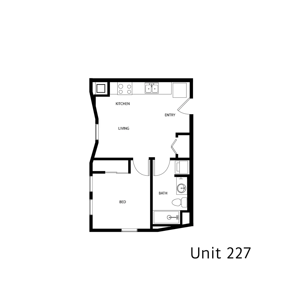 Floor plan 1 Bed 1 Bath - Type 12