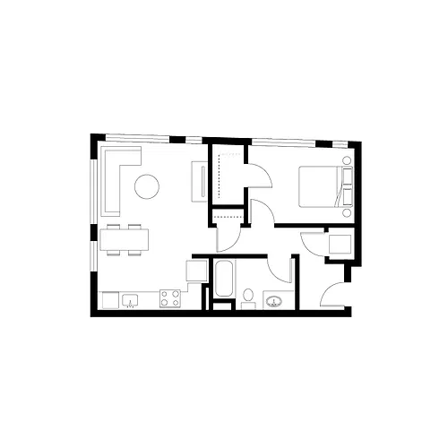 Floor plan 1 Bedroom - C6