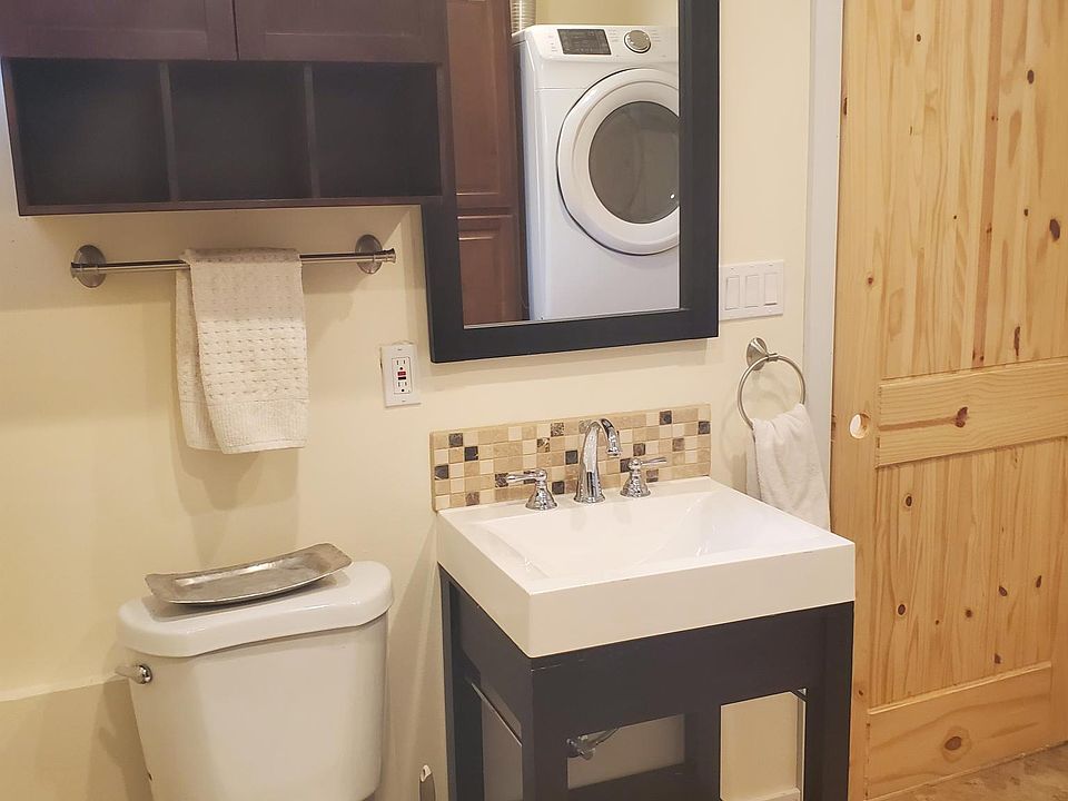 Bathroom with new vanity and fresh paint.
