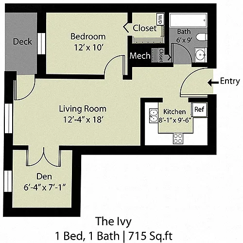 Floor plan The Ivy - 1 Bed/1 Bath