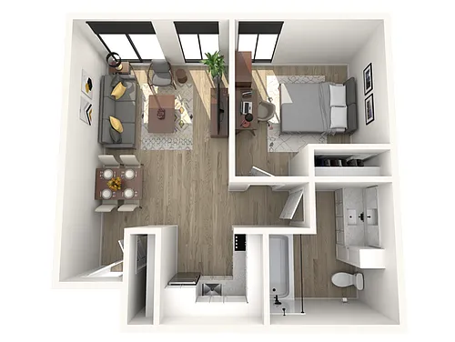 Floor plan 1 Bed - 1 Bath B