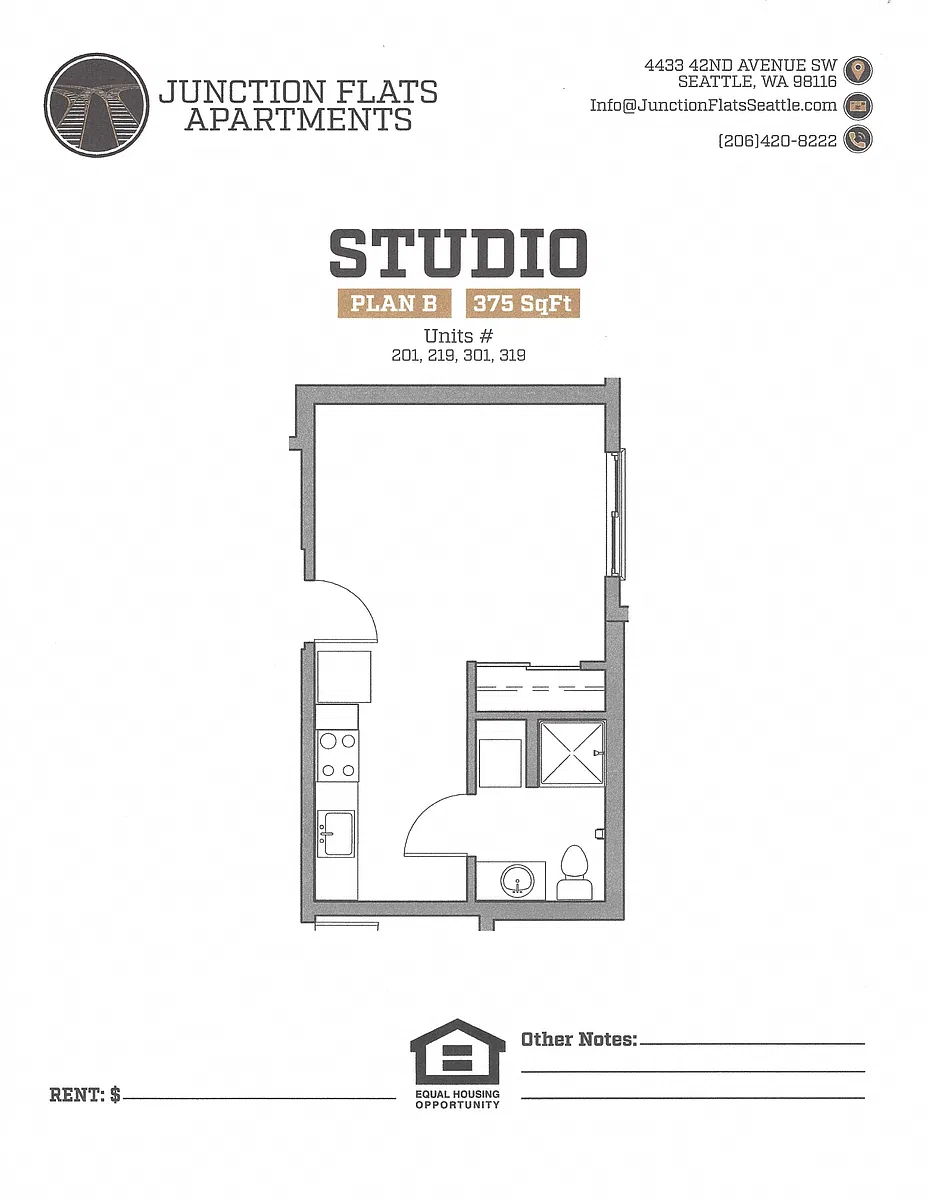 Floor plan Studio B Flats