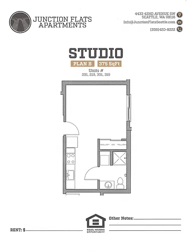 Floor plan Studio B Flats