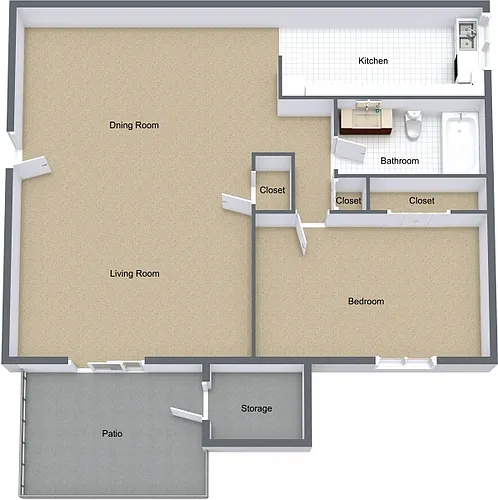 Floor plan One Bedroom Garden