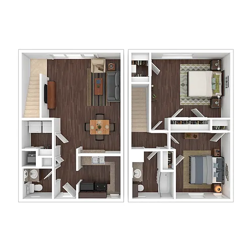 Floor plan 2 Bed 1 and a Half Bath
