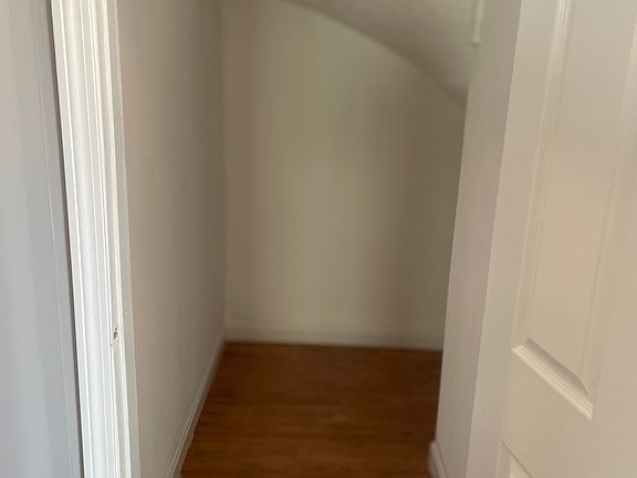 Closet with additional space under stairs