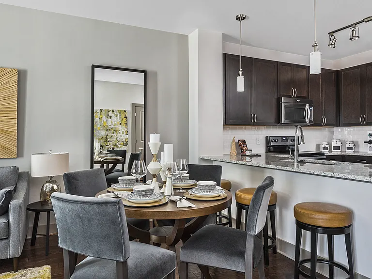 Opulent Track Lighting in Kitchen and Dining Area