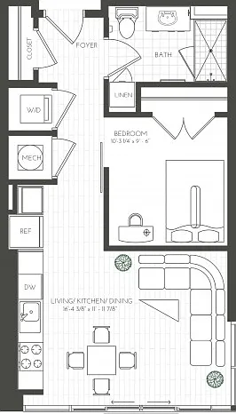 One Bedroom South Juliet Corner One Bedroom South Juliet Corner