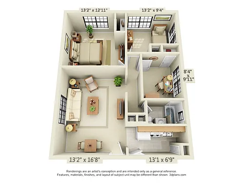 Floor plan 3 Bedroom 1 Bathroom