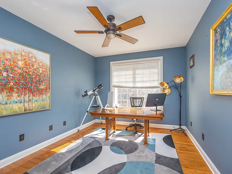Office on first floor with a private space to focus