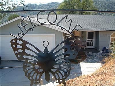 front house w/butterfly-black iron fence