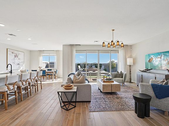 Great room, kitchen and dining