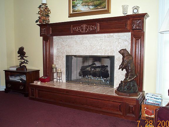 Marble and cherry fireplace