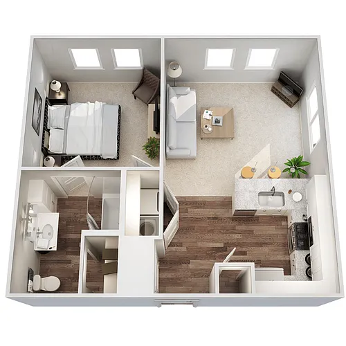 Floor plan 1x1 Phase 1 610 sq ft