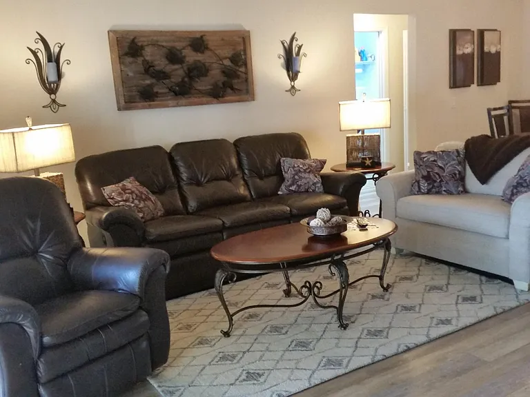 Leather reclining sofa and chair, pull out single loveseat bed