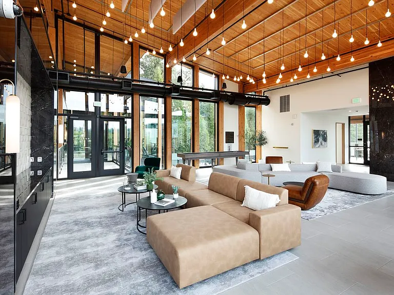 Resident lounge with multiple seating areas