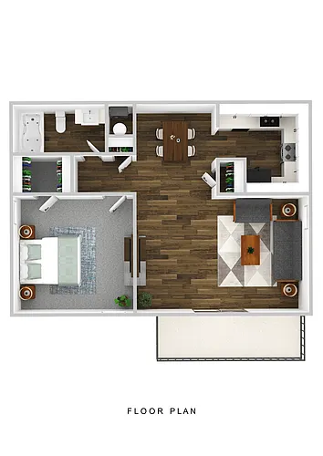 Floor plan 1 BR 1 B