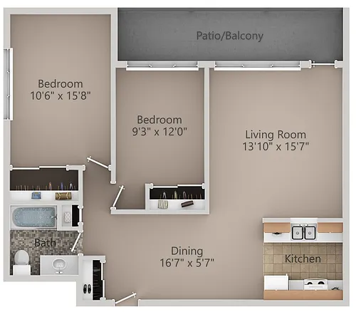 Floor plan 2 bedroom Medium
