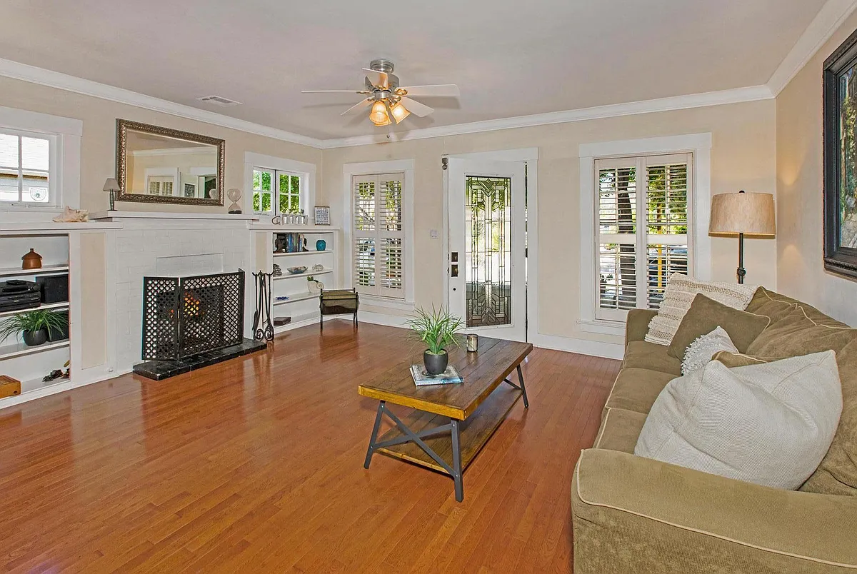 Living room with fireplace - W Micheltorena St