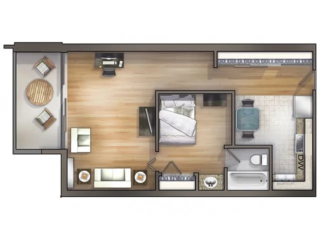 Floor plan 1 Bedroom One Bathroom - Renovated