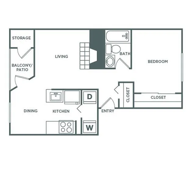 Floor plan 1 Bed, 1 Bath Renovated
