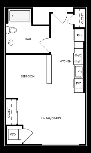 Floor plan Studio, 1 Bath - Apt B