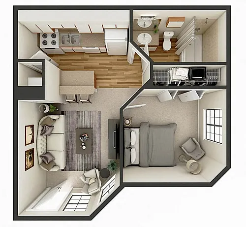 Floor plan 1 Bed 1 Bath
