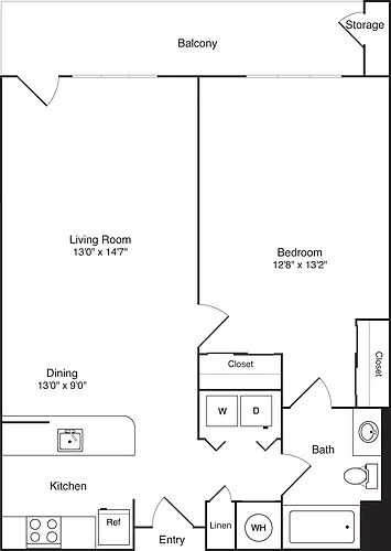 Floor plan 1 Bedroom L