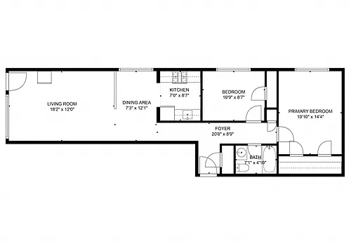 Floor plan 2 Bedroom 1 Bath