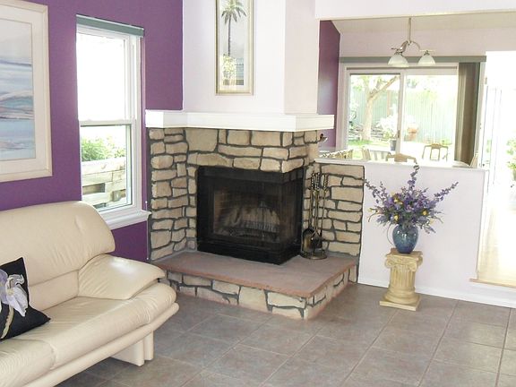 fireplace and granite tile