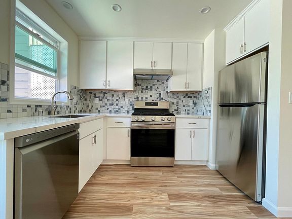 Kitchen with stainless steel appliances