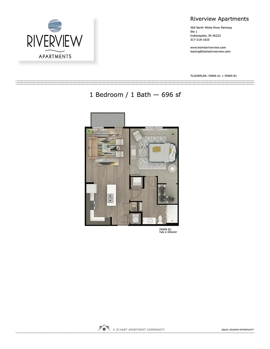 Floor plan Fawn B1 1.1 (full bal / shower) - A1B