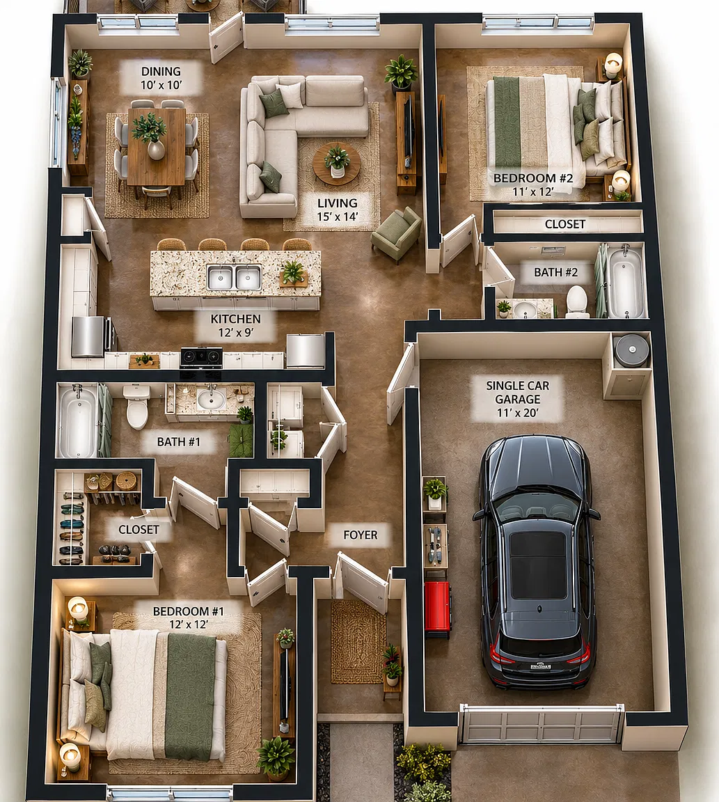2 bed, 1150 sqft, $1,570 — Photo 1