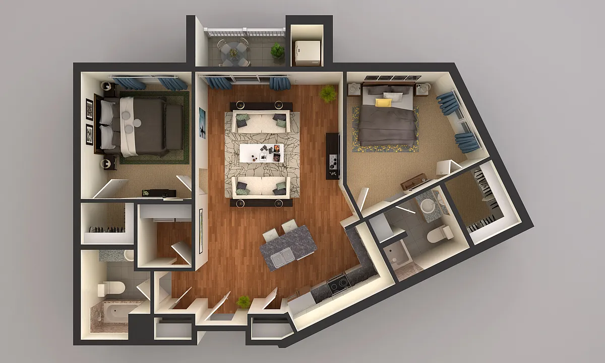 Floor plan 2 Bedroom 4570 B