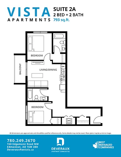 Floor plan 2 Bedroom, 2 Bathroom