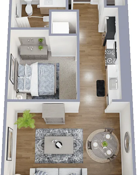 Open 1 Bed Floorplan Diagram