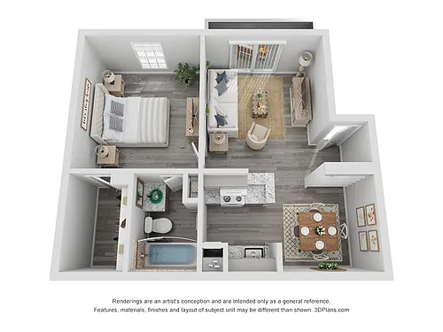 Floor plan 1X1D Renovated 710 sq ft