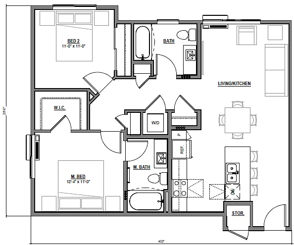 Floor plan 2 Bedroom B