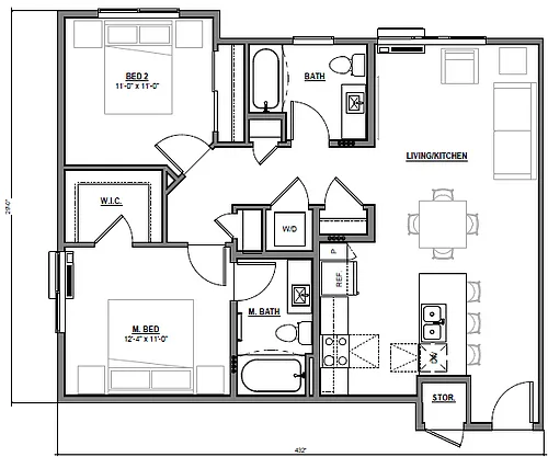 Floor plan 2 Bedroom B