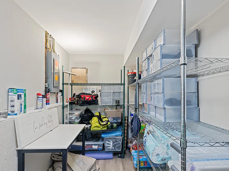 Long Indoor Storage Room/Mechanical Room. Racks Stay upon request