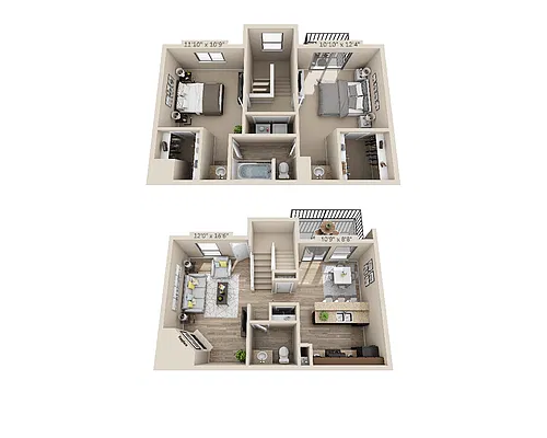Floor plan Two Bedroom B2TOW