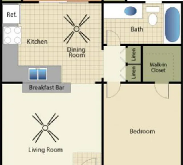 One Bedroom Floorplan Diagram