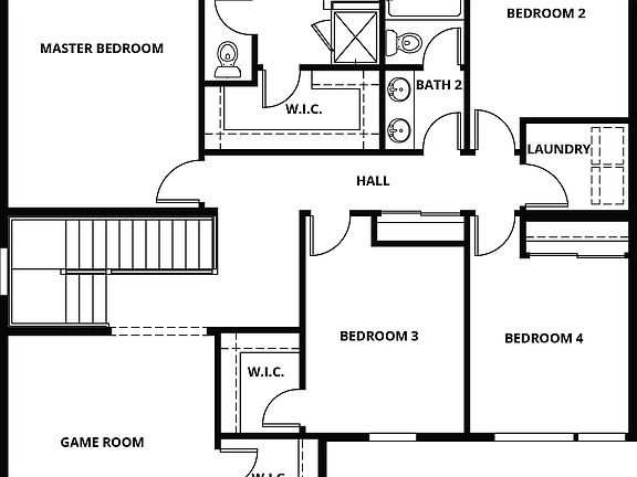 Second floor of the Pearl floor plan.