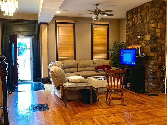 Open living room into dining room through to the kitchen