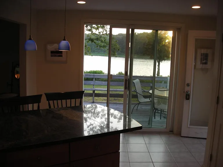 Looking into the deck and water