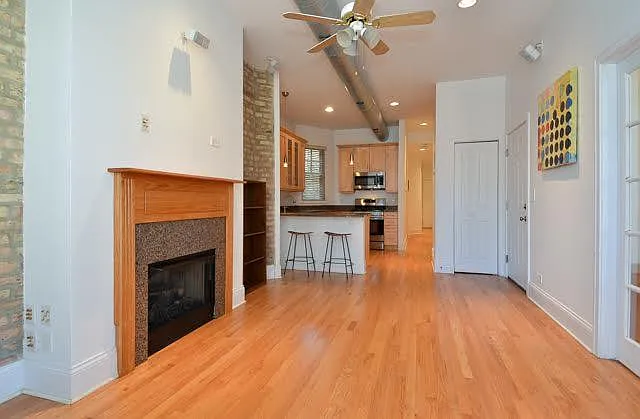 LR to Kitchen - gas fireplace