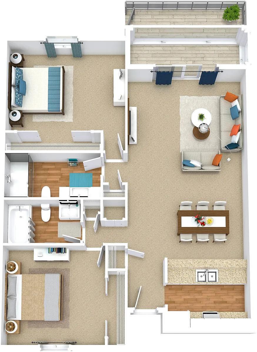 Floor plan 2x2 975sf Partial