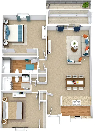 Floor plan 2x2 975sf Reno