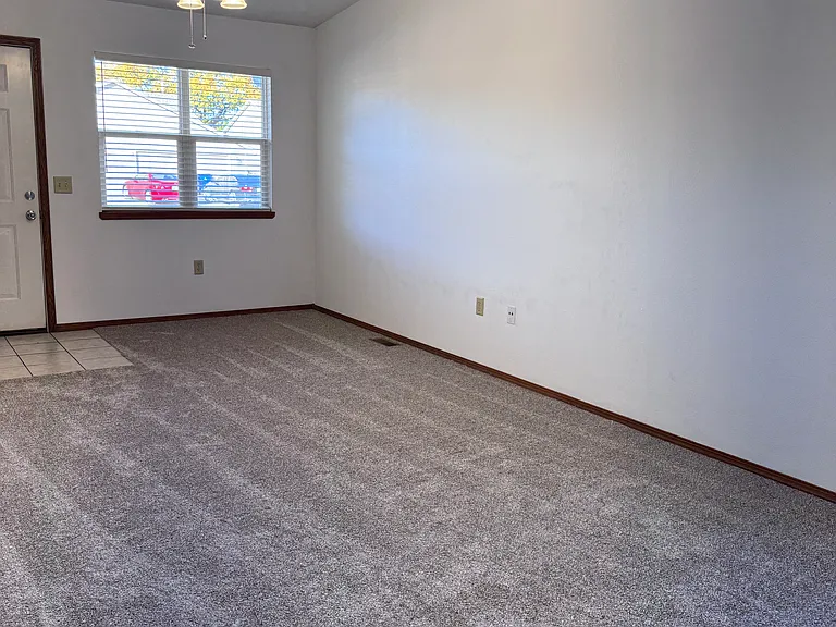 Front door and living room.