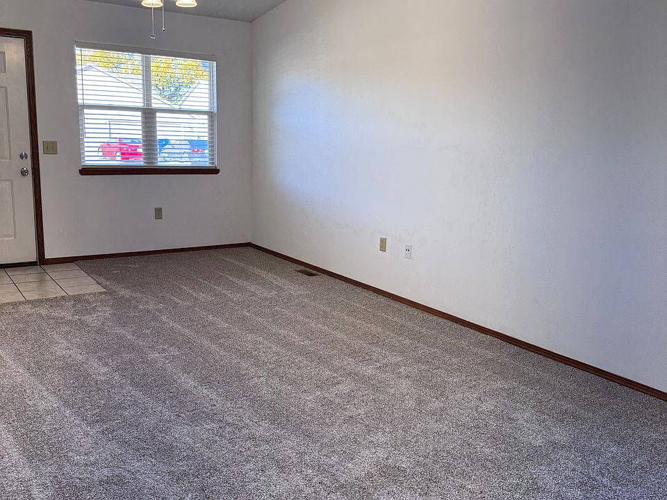 Front door and living room.